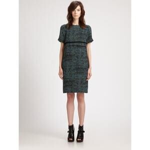 PROENZA SCHOULER Tweed SILK Blend Sheath Dress 10 Black Label Italy